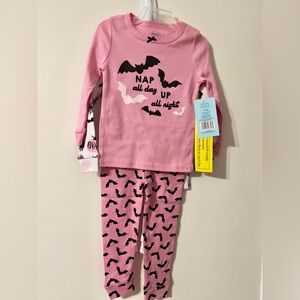 Halloween Kids Pink Bat Print Pajama Set 12 months